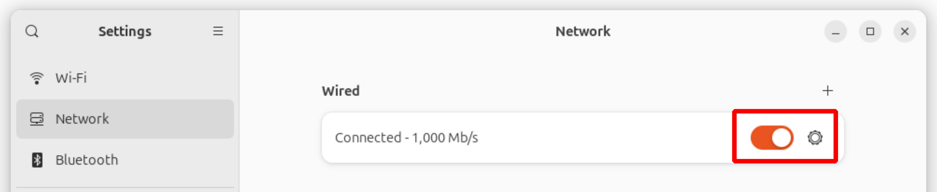 Linux Network Settings Wired Page