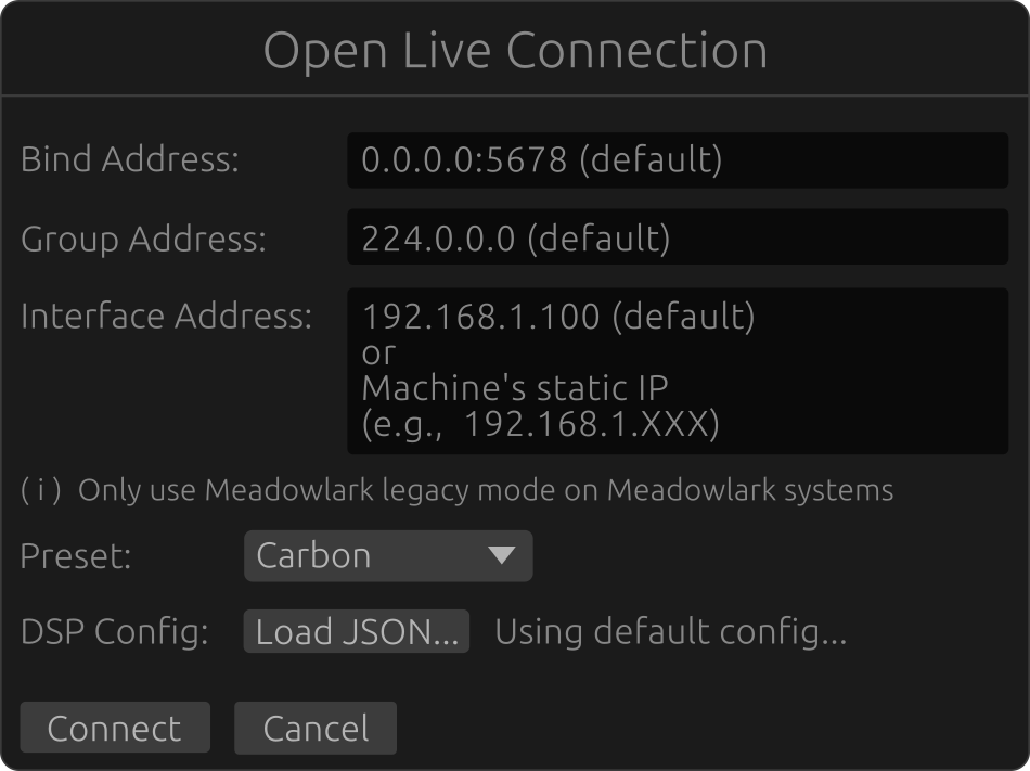 Open Connection properties